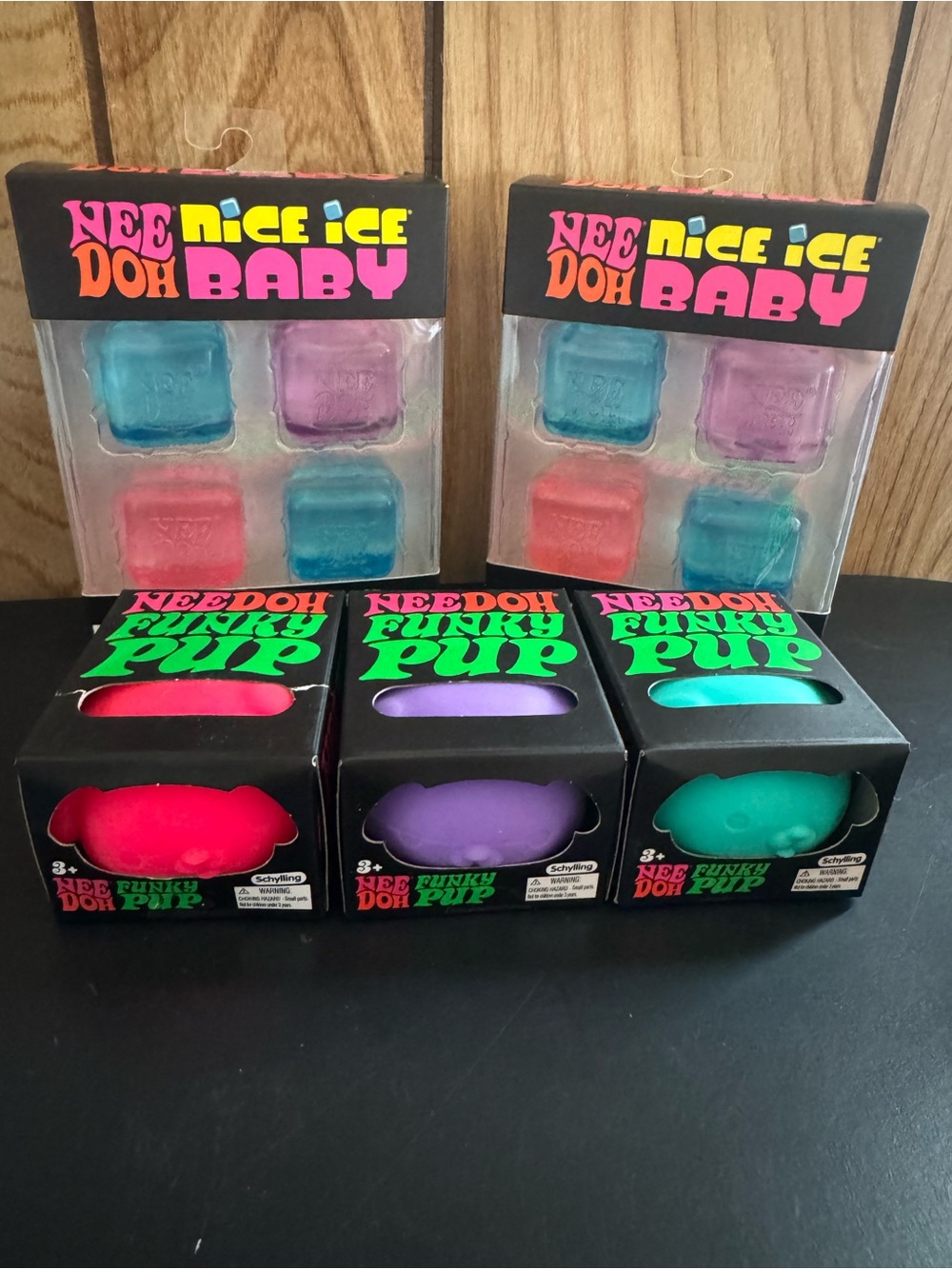 NEEDOH (bundle 5 pack) 2 Needoh nice ice baby and 3 Needoh Funky Pup.